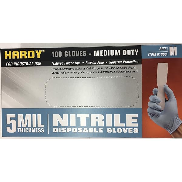 Hardy 7 mil Nitrile Powder Free Gloves 50 Pc (Large) - 2 BOXES
